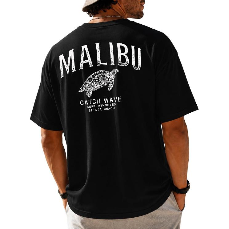 KUYIGO Pánské tričko s grafikou želvy Malibu Plážové Surfovací Dovolenková Trička