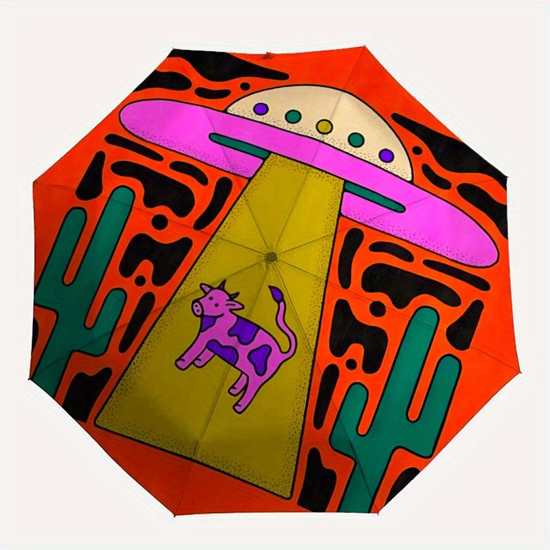 

1pc UFO Cow Auto Open/close, All-Season Portable Folding Umbrella for Women & Men, Travel, Everyday, Formal Events - Compact Luxury Parasol, Outdoor A