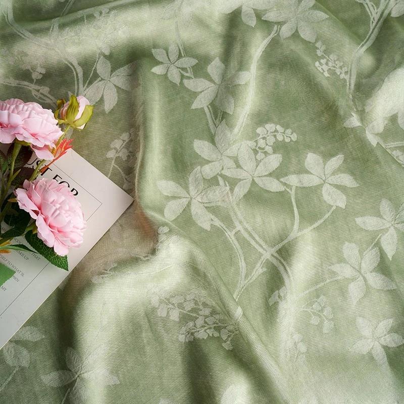 50x147cm New Chinese Floral Gauze Fabric Slip Skirt Cheongsam Shirt Soft Silky and Breathable DIY Clothing Fabric