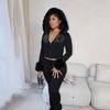 2025 Fall/Winter European Furry Hoodie & Rhinestone Sweatpants Set