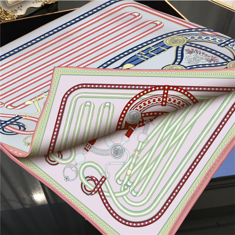 Brand Silk Scarves Rope Chain Printed Twill Silk Scarf Women Shawls Luxury Design Hijab Fashion Square Curled Scarf Neckerchief
