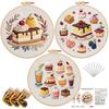 1 Set Cake Embroidery Kit with Hoop Threads Needles Pre-Stamped Dessert Cross Stitch Craft