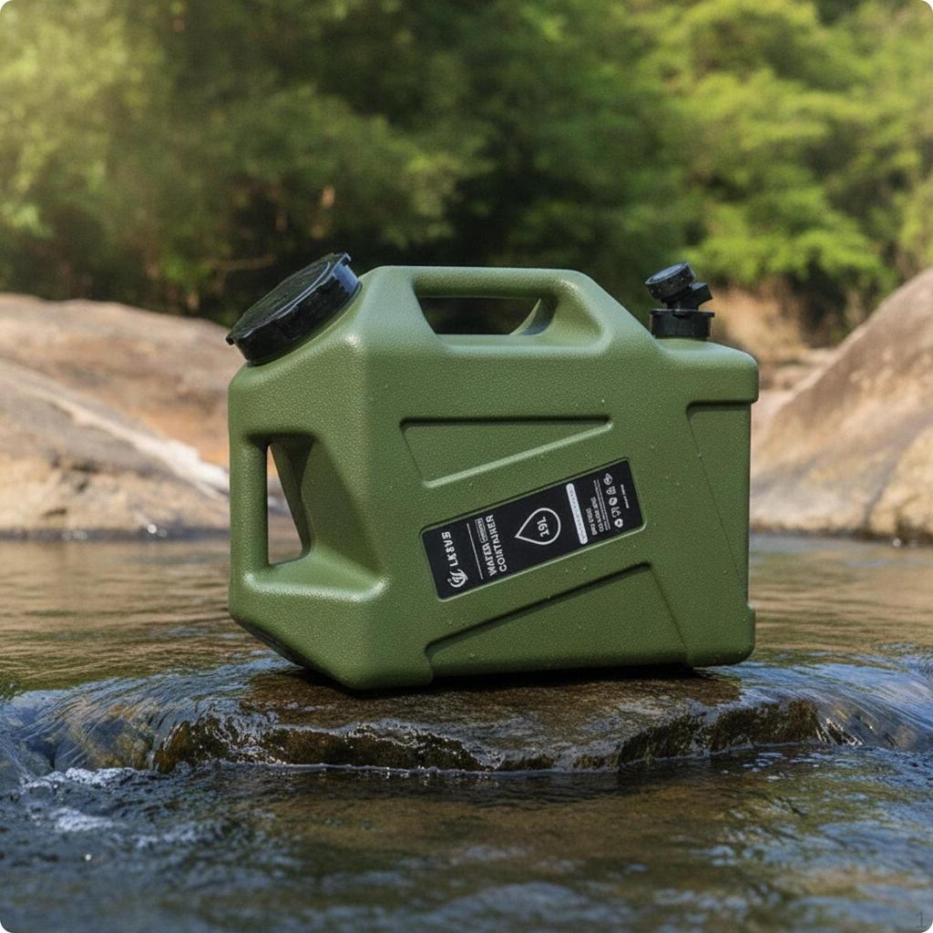 Contenant d'eau Seau de qualité alimentaire avec robinet pour campeurs, voyageurs, road trips Vert armée