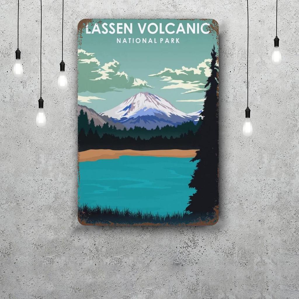 Lassen National Park Retro Vintage Tin Sign Poster Decorative Plaque Metal Plate Wall Decor