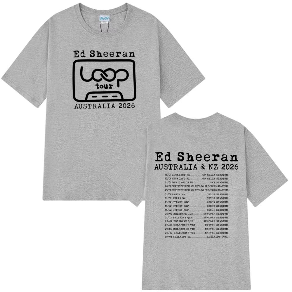 Ed Sheeran Loop Tour Australia and New Zealand 2026 Tour T Shirt Men's Harajuku T-shirt Summer Casual Cotton T-shirts Streetwear