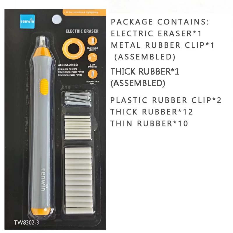

TENWIN Набор электрических ластиков, автоматических вращающихся, быстро стирающихся, школьные принадлежности для черчения, повторения (Батарея в комплект не входит) серый