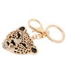 Keychain Exquisite RhinestoneEncrusted Leopard Head Car Bag Pendant for Girl Birthday Gift(Gold )
