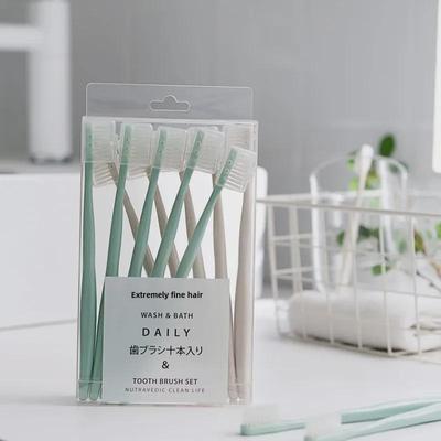 Brosse à dents à poils souples de style japonais pour adultes avec capuchon protecteur, couleurs macaron, petite tête, lot de 10