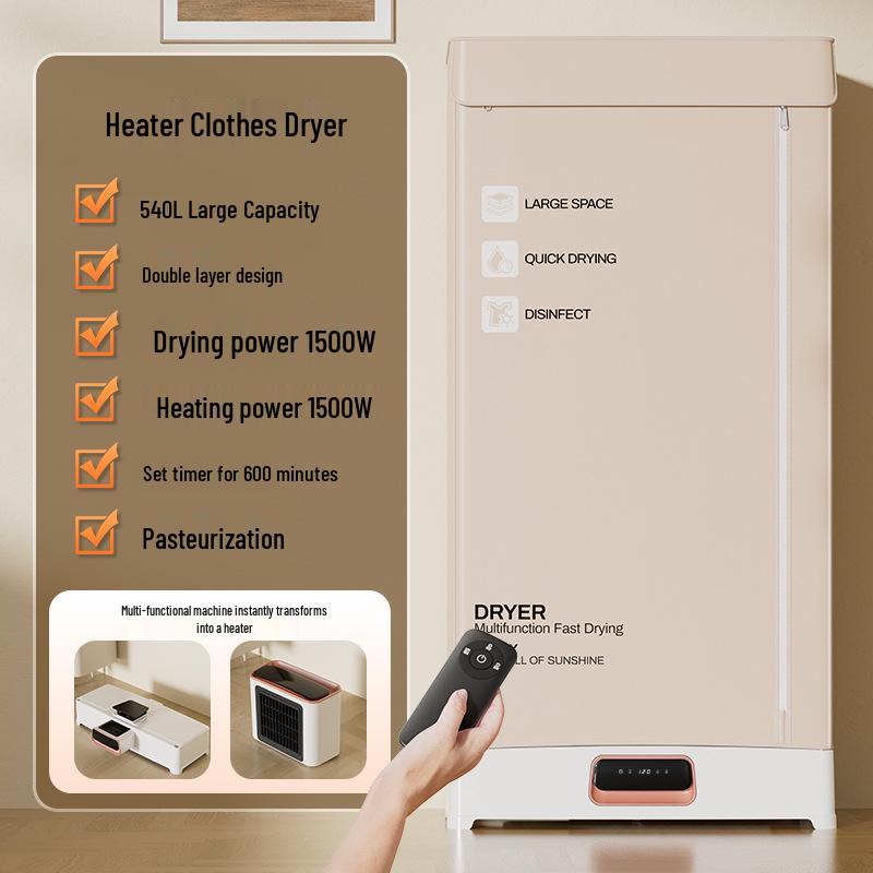 Yangzi Foldable Large Capacity Baby Clothes Dryer for Home and Dormitory 540L Beige (Heater + Dryer) 1500W