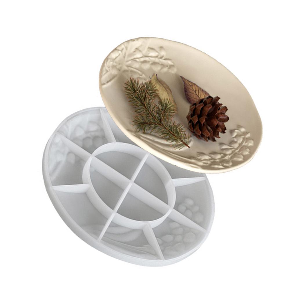 Vintage Embossed Oval/Round/Square Silicone Tray Mold For Resin Cement DIY Crafts Jewelry Organiser Making Mould