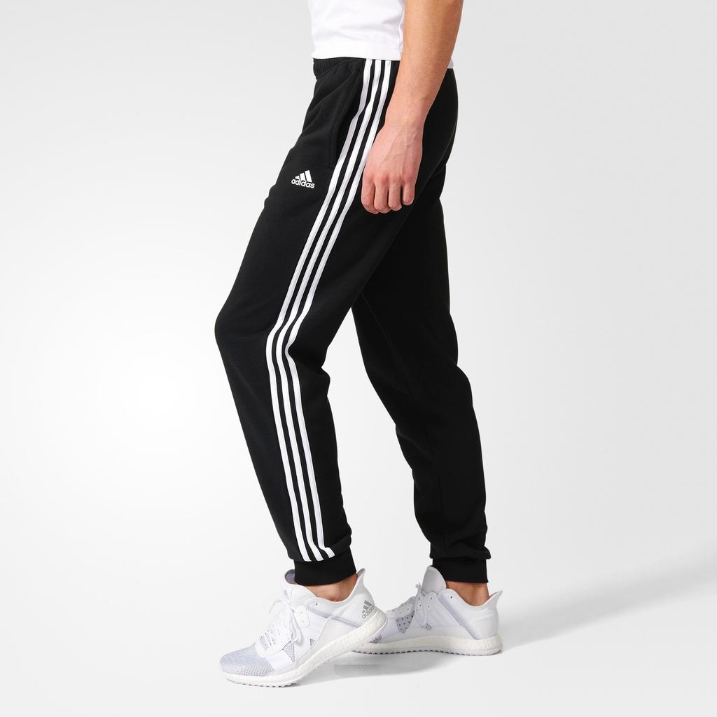 Adidas Essentials 3-Stripes Tapered Cuffed Pants Men Bottoms Black BP8742