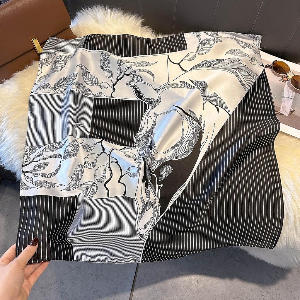 Korean New Versatile Fashion 71 Imitation Silk Square Scarf Women's High-end Sense Neck Protection Neck Scarf Silk Scarf