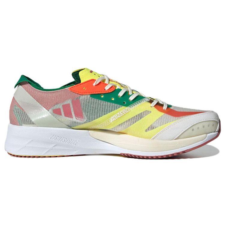 Adidas Adizero Adios 7 Comfortable Fabric Slip-Resistant Durable Breathable Lightweight Low-Top Casual Running Shoes Men Sneaker White Gray Red HQ1069