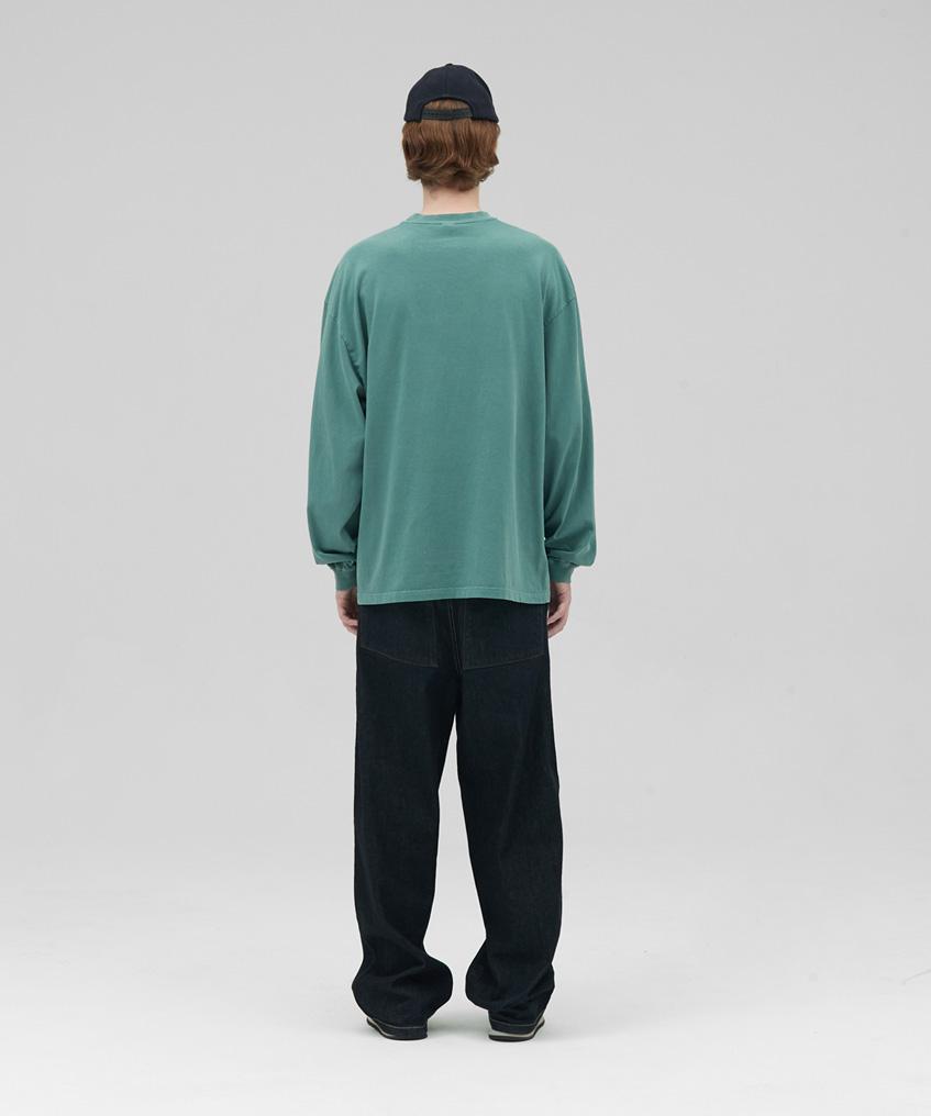 STENDS [M~4Xl] Pigment Long Sleeve Pocket T-Shirt_Green