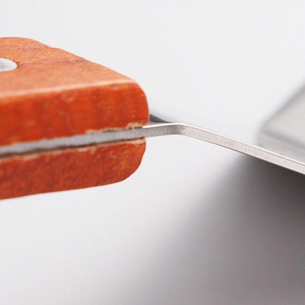 Stainless Steel Pizza Shovel Wood Handle Grill Scraper Square Head Steak Spatula  Barbecue