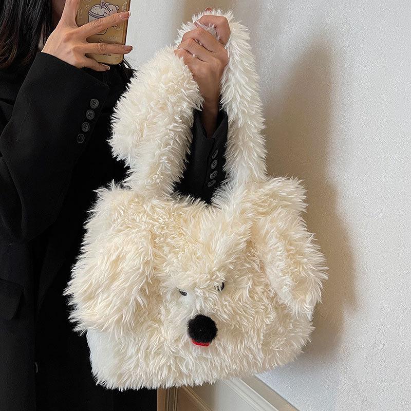 Japanese sweet and cute West Highland puppy plush bag women's autumn and winter 2025 new versatile commuter shoulder bag