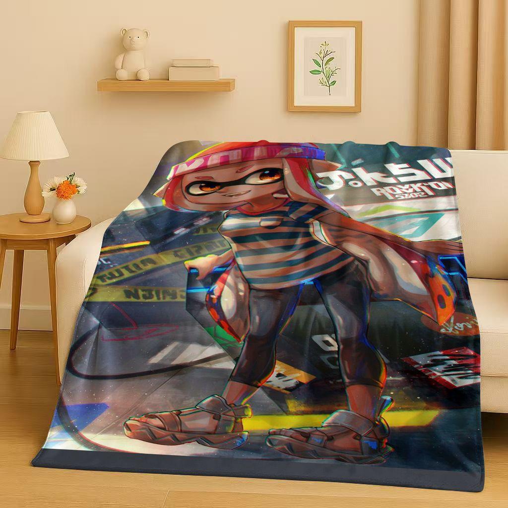 HD Splatoon Game Cartoon Flannel Blanket,Ultra Soft Warm Plush Throw for Home Bedroom Bed Sofa Cover Office Travel Picnic Kids