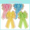 Colorful Layered Burlap Bow Summer Wreath Decorative Hanging Home Ornament