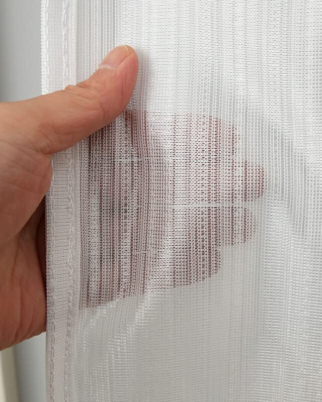 Lace Flame Hard to See Outside During the UV 4185 Striped Width 100 x Length 198 Set of 100 x 198 Curtains, Mirror, Retardant, Day, Protection, White,