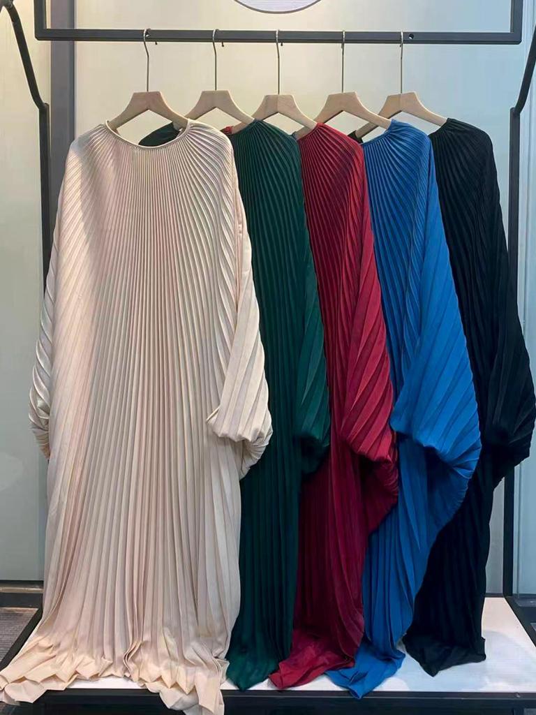 Pleated Plus-Size Maxi Dress: High-End Middle Eastern, European & American Style