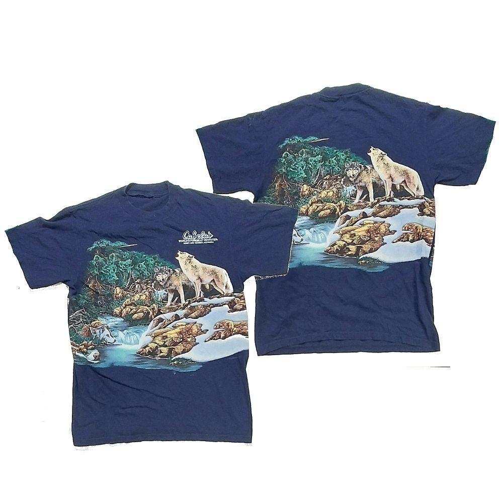 Wolves Howling At Stream Cabela s Name Drop Double Sided T-Shirt - Large Unisex T-Shirt XL