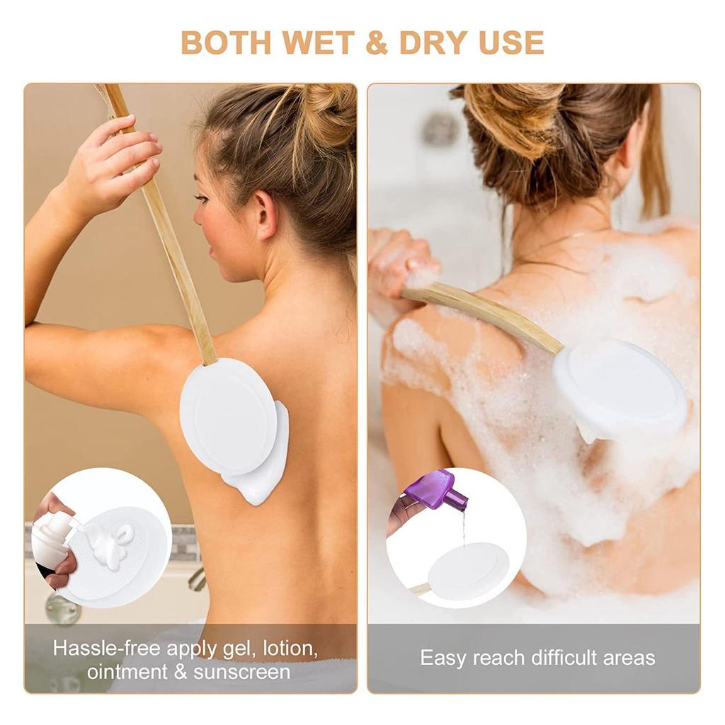 Bath Lotion Applicator Professional Home Men Women EVA Wooden Long Handle Shower Back Scrubber Brush