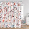 Cartoon Shower Curtains Cute Rainbows Heart Pattern Kids Minimalist Modern Bathtub Decor Polyester Bathroom Curtain With Hooks