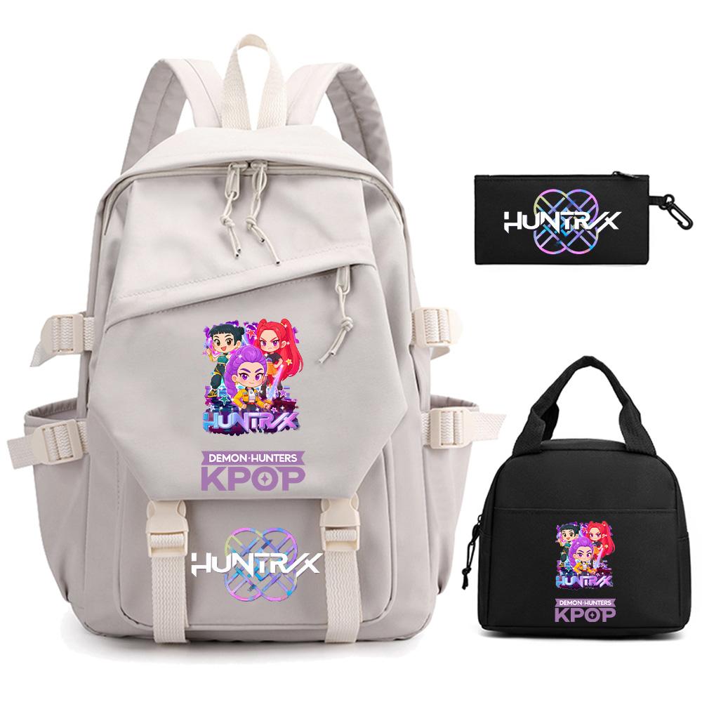 3 Stück/Set Cartoon Kpop Dämonenjäger Bedruckter Rucksack für Teenager Junge Mädchen Kinder Große Kapazität Schultasche Studenten-Buchtasche Damen Reisetasche Mochila