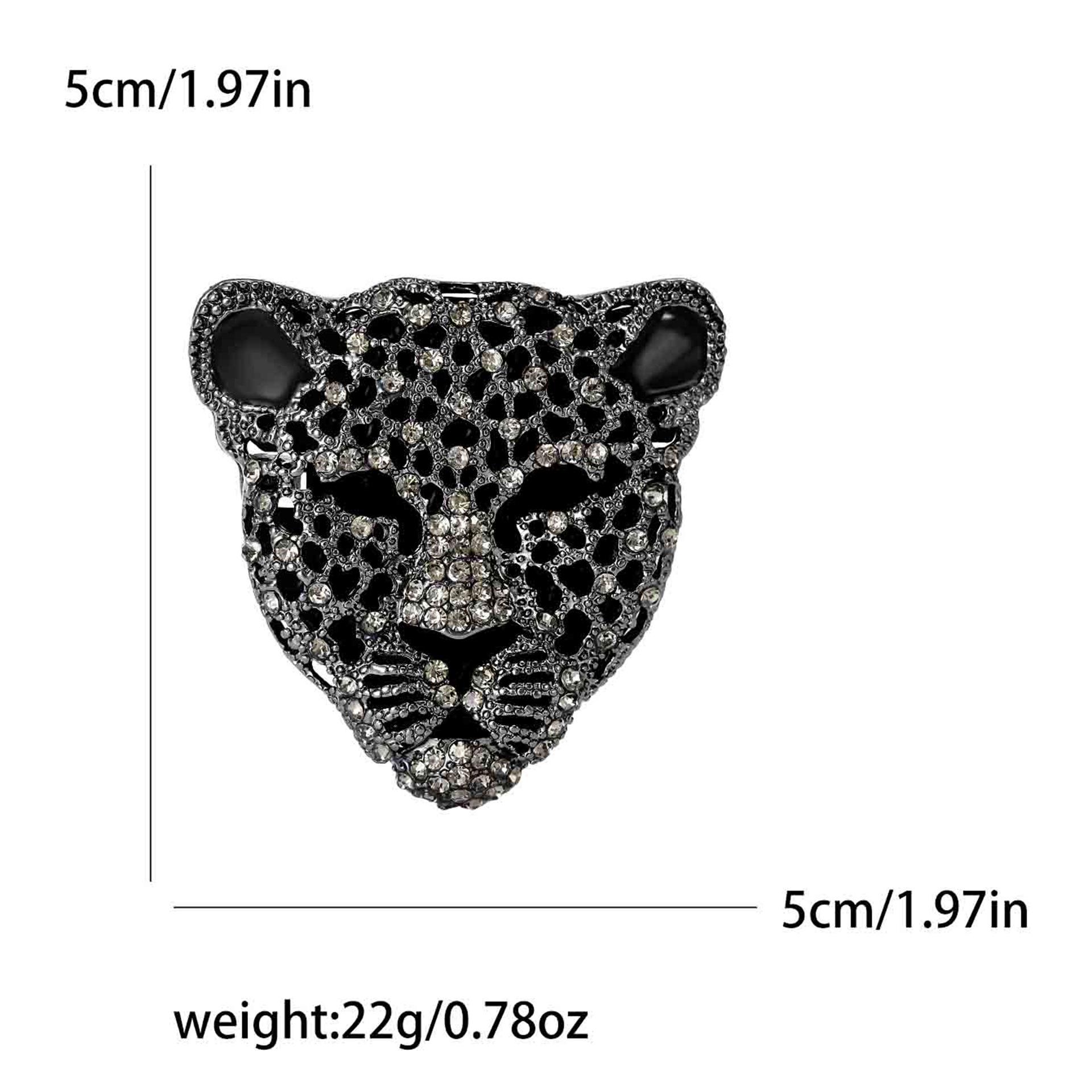 Retro Rhinestone Leopard Head Brooch - Versatile Alloy Animal Pin Accessory
