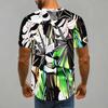 Women Short Sleeve Crew Neck T Shirt White Teal Banana Leaf Pink Orchid Tropical Print Top