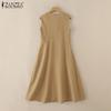 ZANZEA Women Casual Round Neck Summer Sleeveless Tank Dress
