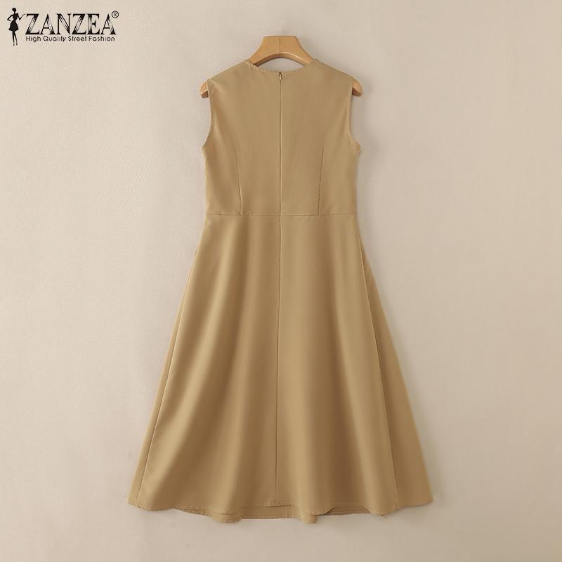 ZANZEA Women Casual Round Neck Summer Sleeveless Tank Dress