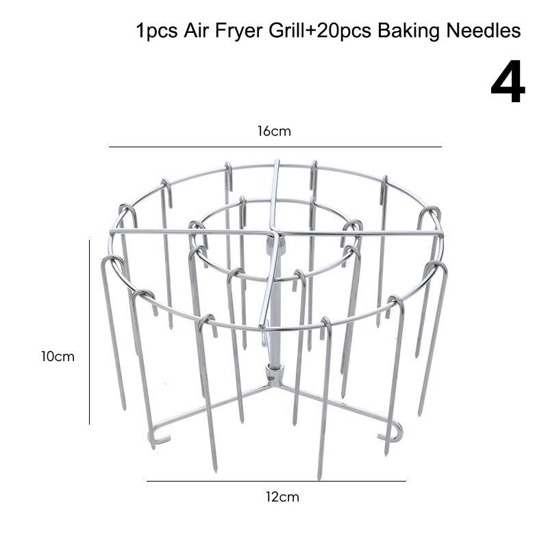 

Air Fryer Stainless Steel Vertical Grill Rack Detachable String Grill Vertical Barbecue Skewer Bracket 12/16/20/24 Baking Needle
