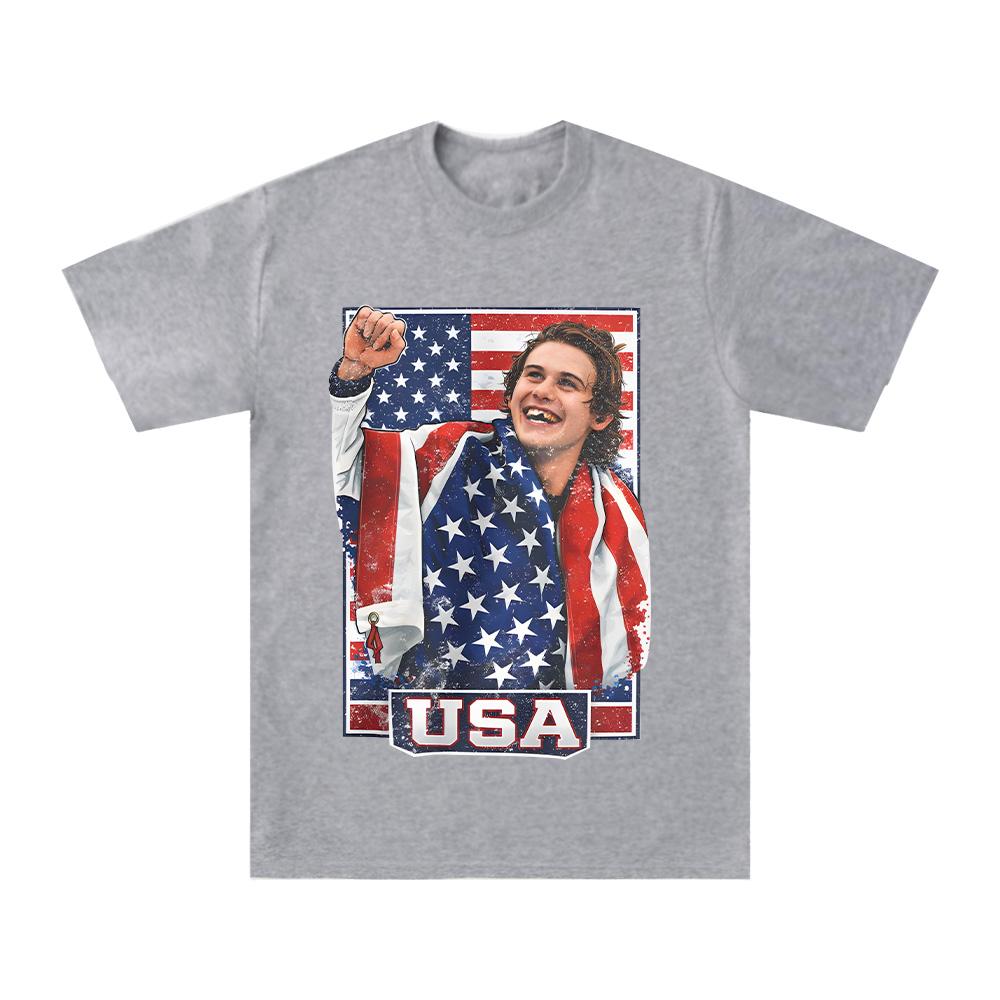

USA Ice Hockey Jack Hughes T Shirts USA Inspired Graphic Clothing Hockey Fan Tee Women Unisex High Quality Oneck Cotton Tshirts 4XL