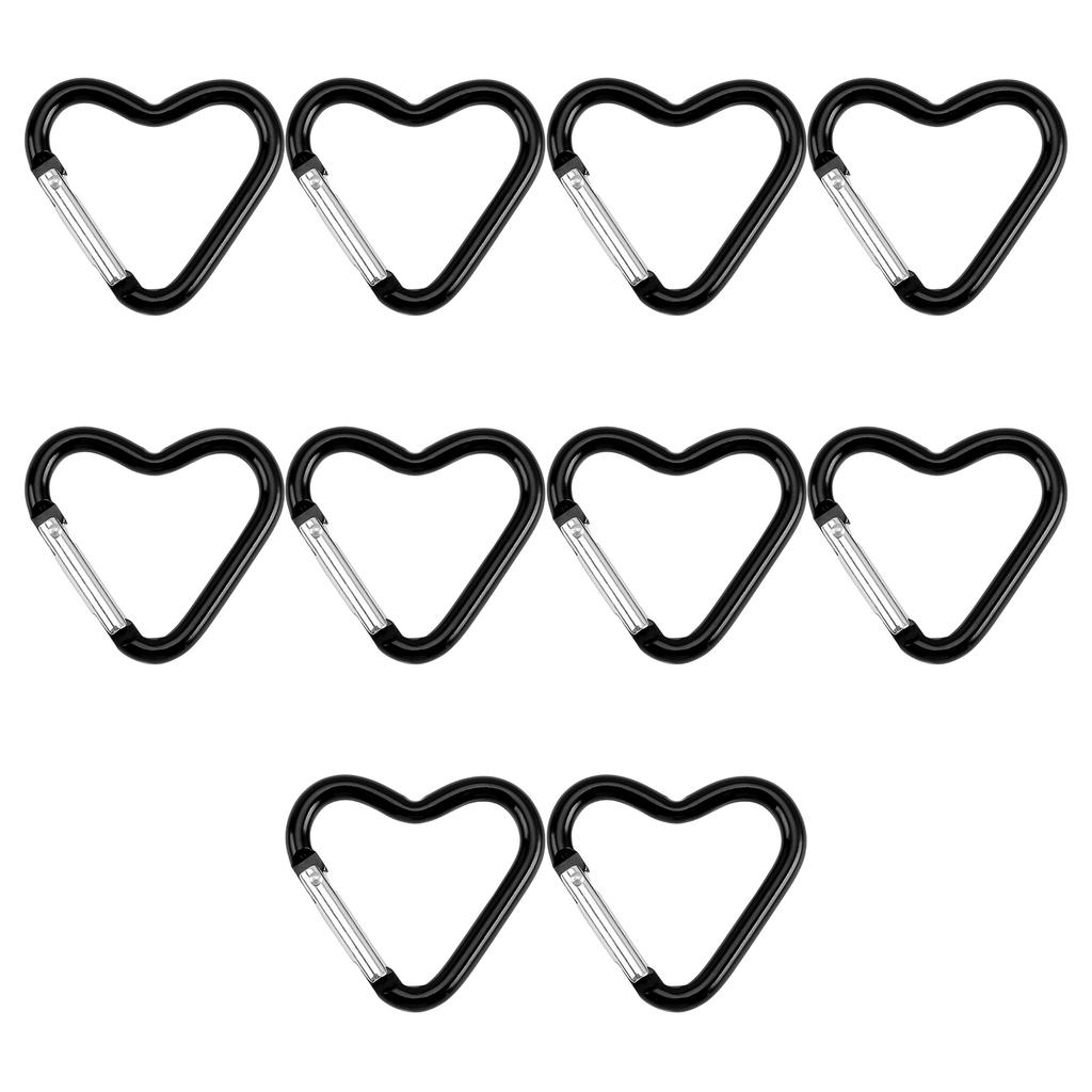 10 Stück Modischer Herzform Federkarabiner Schlüsselanhänger Zubehör Tragbar für Wandern und Rucksackreisen Schlüsselhalter
