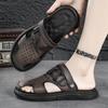 Sandals Summer New Trend Fashion Dual-purpose Bag Head Slippers Thick-soled Leather Middle-aged Dad Beach Shoes