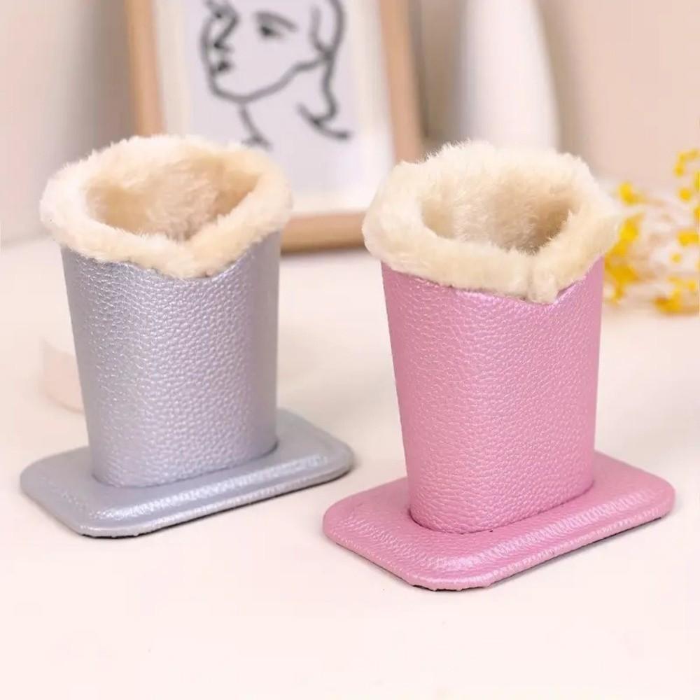 PU Leather Plush Eyeglass Holder Soft Plush Lining Save Space Eyeglass Stand Display Large Capacity Brush Pot Pen Holder