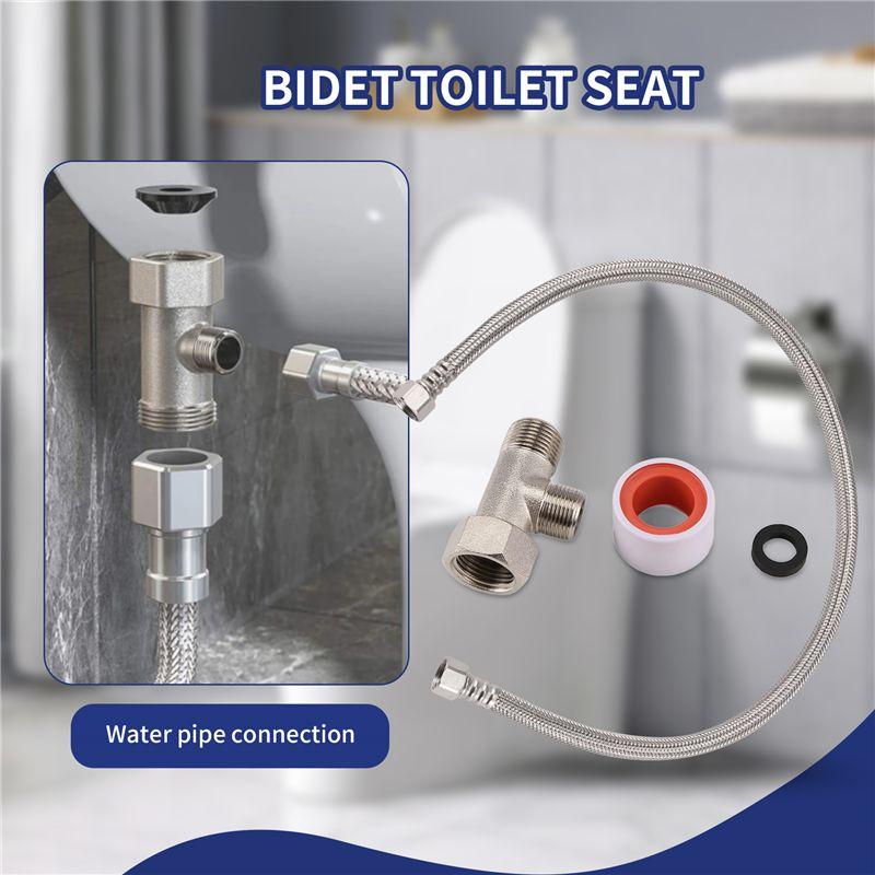 A84E-Bidet Toilet Seat Attachment Ultra-Thin Non-Electric Self-Cleaning Dual Nozzles Wash Cold Water