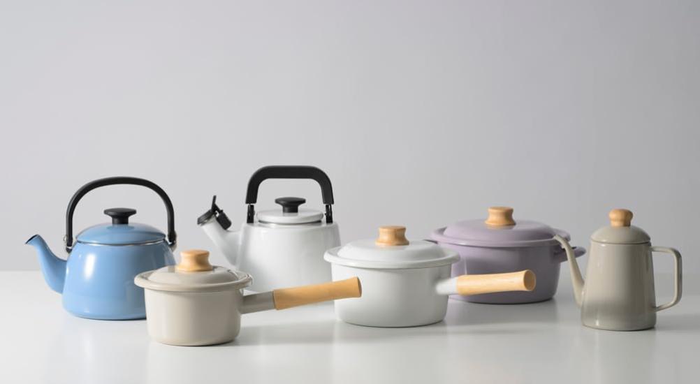 Fuji Enamel Cotton Plus Milk Pan 14cm Greige