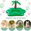 Dog Pool Floats Set, Dog Float Raft with Collapsible Dog Bowl, Non-Toxic Floating Dog Water Toys for Small Dog, Puppy and Doggies, Coconut Tree