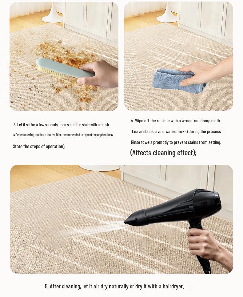 Wash-Free Wool Carpet Cleaner: Special Fabric Dry Cleaning & Oil Stain Remover.