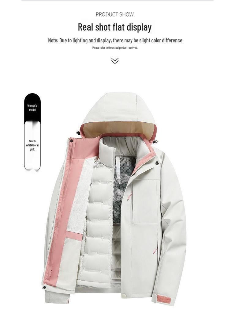 Removable Graphene Liner Ski Jacket: 3-in-1 Winter Outdoor Two-Piece Set for Couples