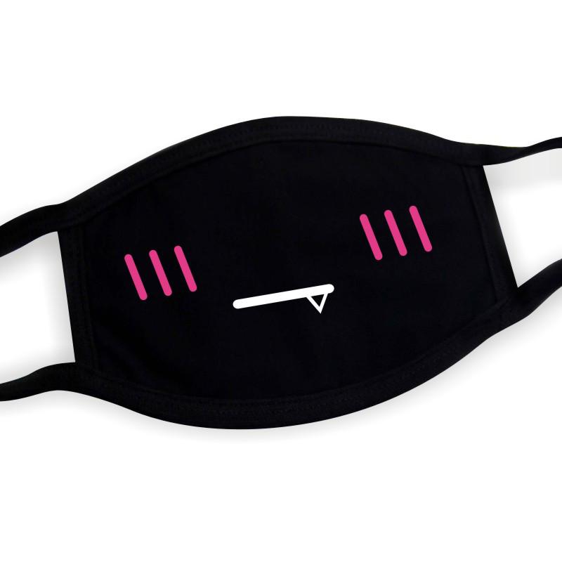 Black Cotton Mask Unisex Winter Warm Thickening Half Face Mouth Mask Cotton Cartoon Pattern Anti-Dust Anti-Respirator Mask