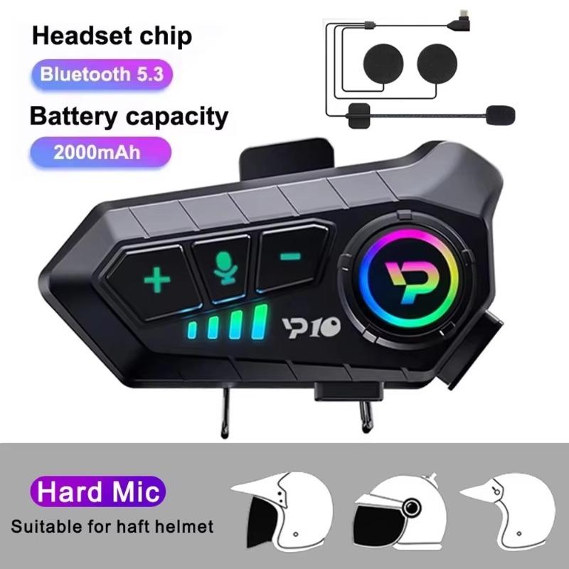 Y10 Motorcycle Helmet Intercom Bluetooth 5.3 Headset 300M Intercomunicador Riding Communication Wireless Interphone Waterproof Music Player Earphone