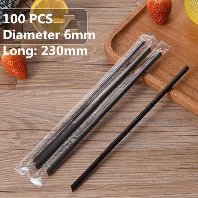 100pc/lot 1.2 cm big Disposable bubble tea straw milk tea milk juice plastic transparent 19/23cm Tea Fruit Drink Straws