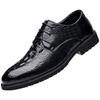 First Layer Cowhide British Leather Shoes Men's Business Dress Men's Leather Shoes Crocodile Pattern Korean Version Leather Shoes