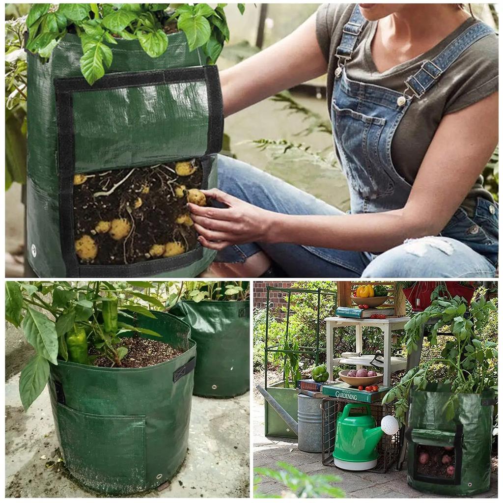 Garden Grow Bags 3/5/7/10 Gallon Potatoes Grow Bags Gardening Plant Growing Bags PE Fabric Carrot Vegetable Planter Container