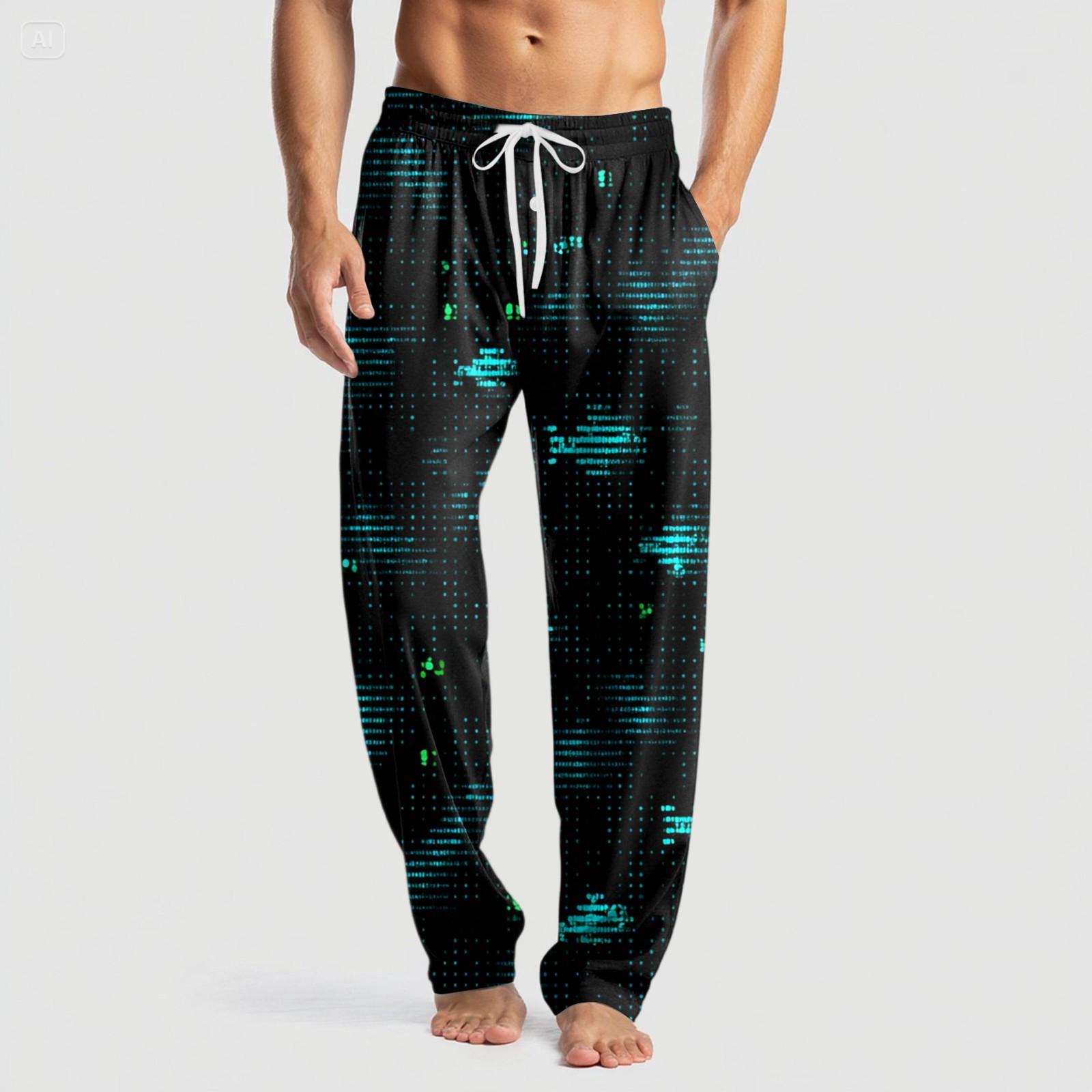 

Men s Knitted Halloween Print Pocket Casual Pants Pajama Pants L чорний