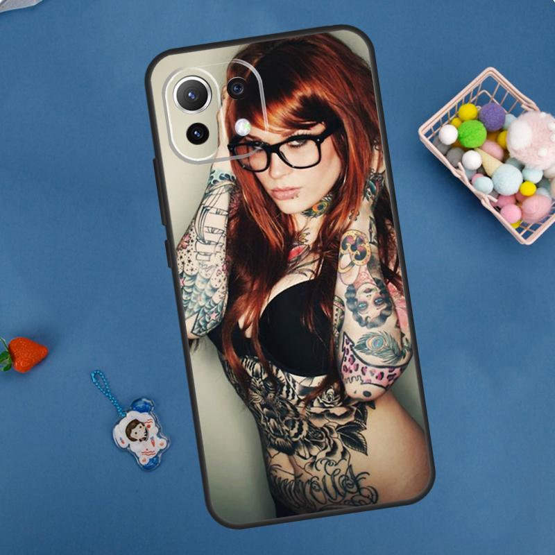 Sexy Tattoo-Mädchen Hülle für Xiaomi 14T Pro 13T 11T 12T 13 14 15 Ultra POCO X7 Pro X3 X5 X6 F5 F6 M6 Pro Abdeckung