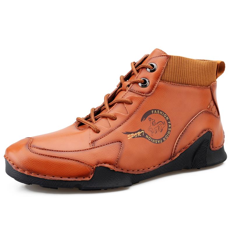 Men's Original Shoes Snow Boots Leather 2025 Winter New Ankle Boots Warm Plush Casual Cotton Boots Fashionable Walking Shoes